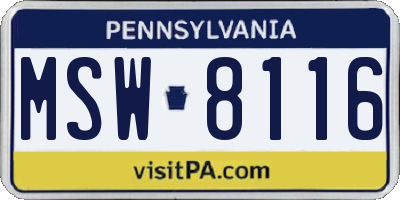 PA license plate MSW8116