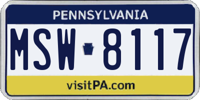PA license plate MSW8117
