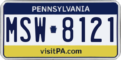 PA license plate MSW8121