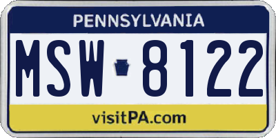 PA license plate MSW8122