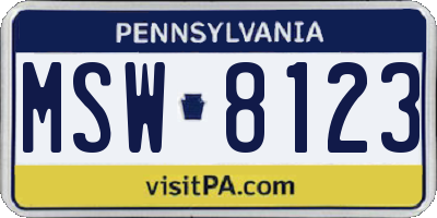 PA license plate MSW8123