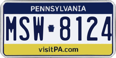 PA license plate MSW8124