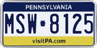 PA license plate MSW8125