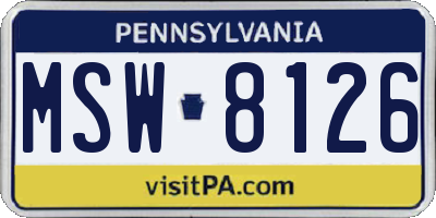 PA license plate MSW8126