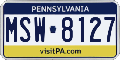PA license plate MSW8127