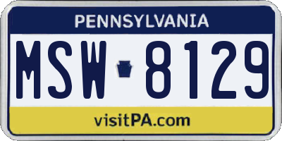 PA license plate MSW8129