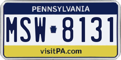 PA license plate MSW8131