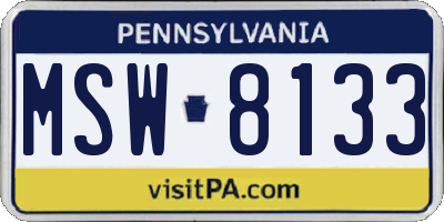 PA license plate MSW8133