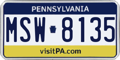 PA license plate MSW8135