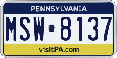 PA license plate MSW8137