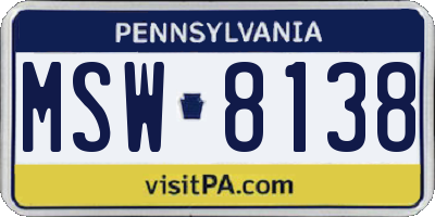 PA license plate MSW8138