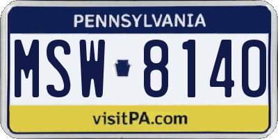 PA license plate MSW8140