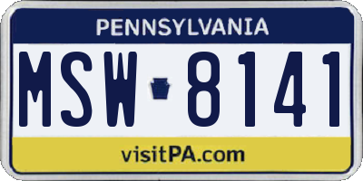 PA license plate MSW8141
