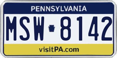 PA license plate MSW8142