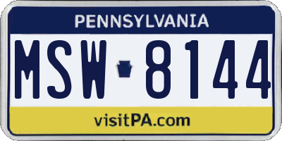 PA license plate MSW8144