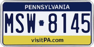 PA license plate MSW8145