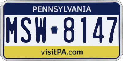 PA license plate MSW8147