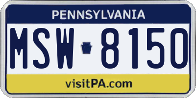 PA license plate MSW8150