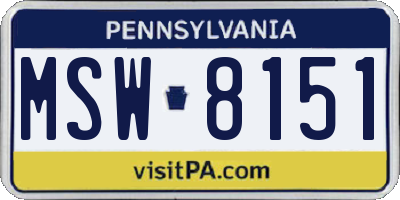 PA license plate MSW8151