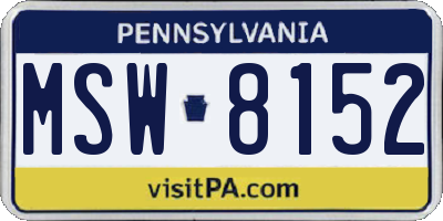 PA license plate MSW8152