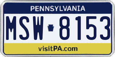 PA license plate MSW8153