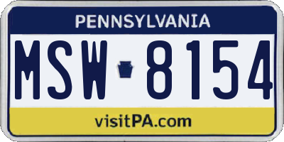 PA license plate MSW8154