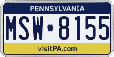 PA license plate MSW8155