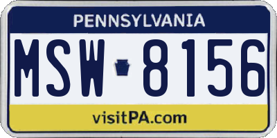 PA license plate MSW8156