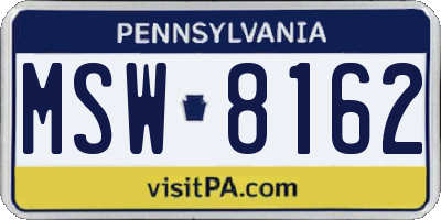PA license plate MSW8162