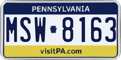 PA license plate MSW8163