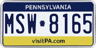 PA license plate MSW8165