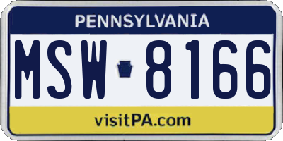 PA license plate MSW8166