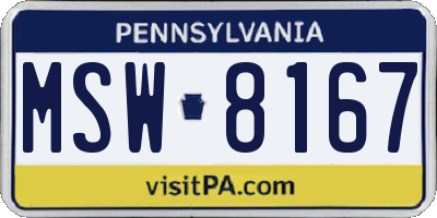 PA license plate MSW8167