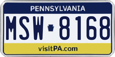 PA license plate MSW8168