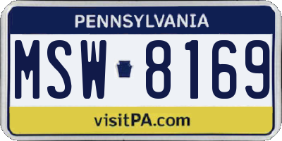 PA license plate MSW8169