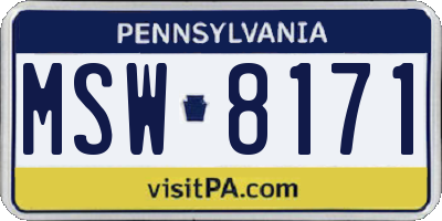 PA license plate MSW8171