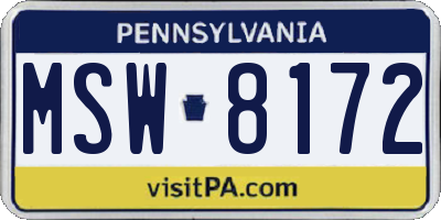 PA license plate MSW8172