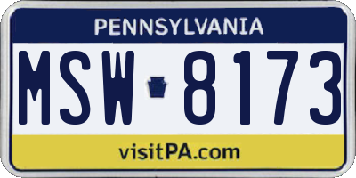 PA license plate MSW8173