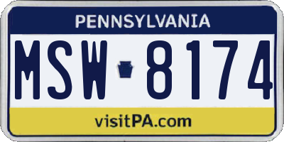 PA license plate MSW8174