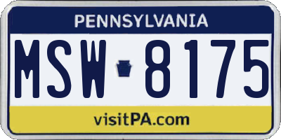 PA license plate MSW8175