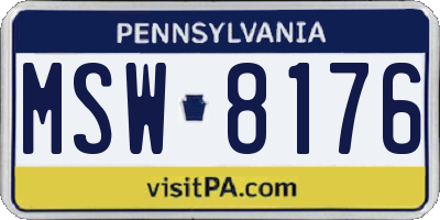 PA license plate MSW8176