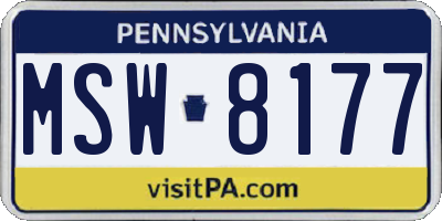 PA license plate MSW8177