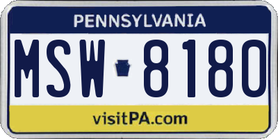 PA license plate MSW8180