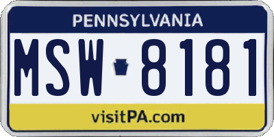 PA license plate MSW8181