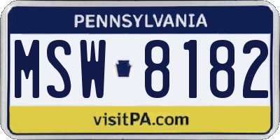 PA license plate MSW8182