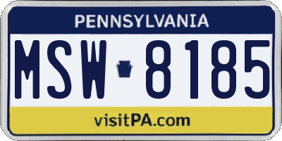PA license plate MSW8185