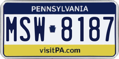 PA license plate MSW8187