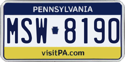 PA license plate MSW8190