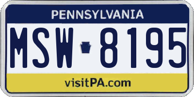 PA license plate MSW8195