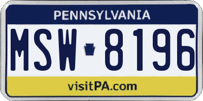 PA license plate MSW8196